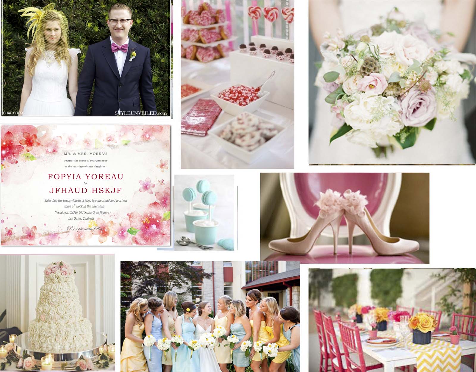 Canary Yellow Teal Fuchsia Marigold Wedding Color