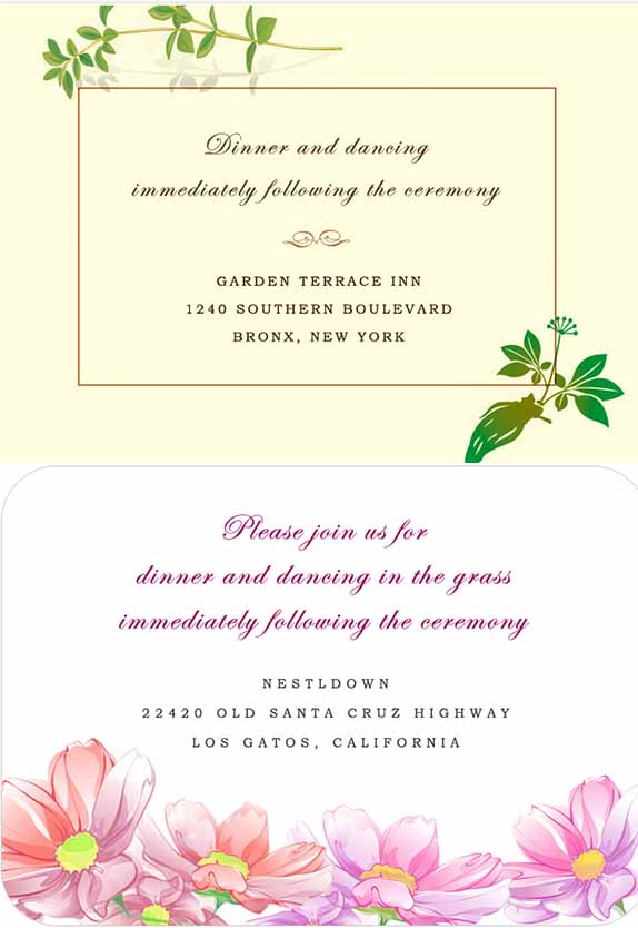 FLORAL RECEPTION CARDS