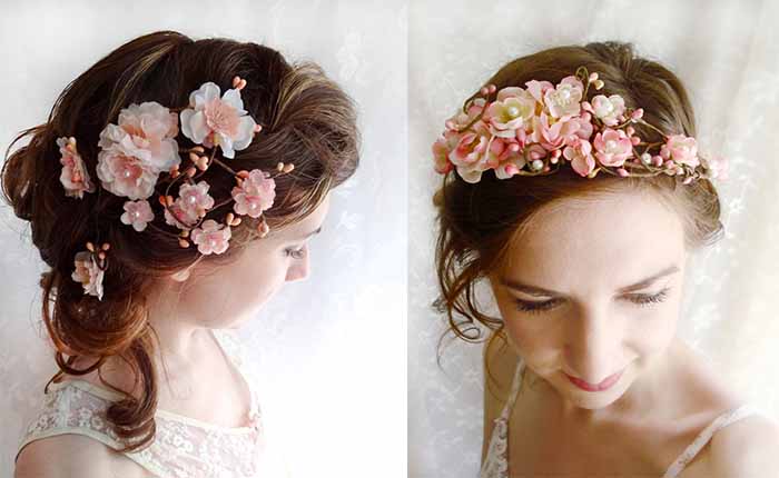 cherry blossom bride crown