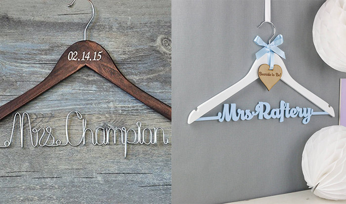 custom hanger for bride and bridesmaid dresses