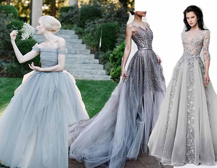delicate grey wedding gowns