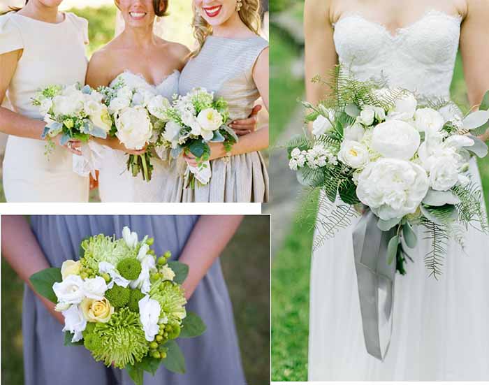 grey and green wedding flowers
