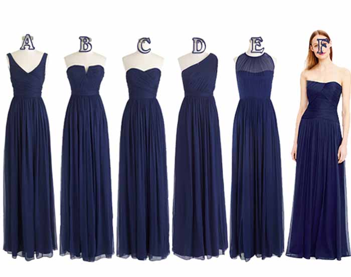 mismatched blue bridesmaid dresses
