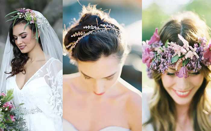 purple flower crown for bride