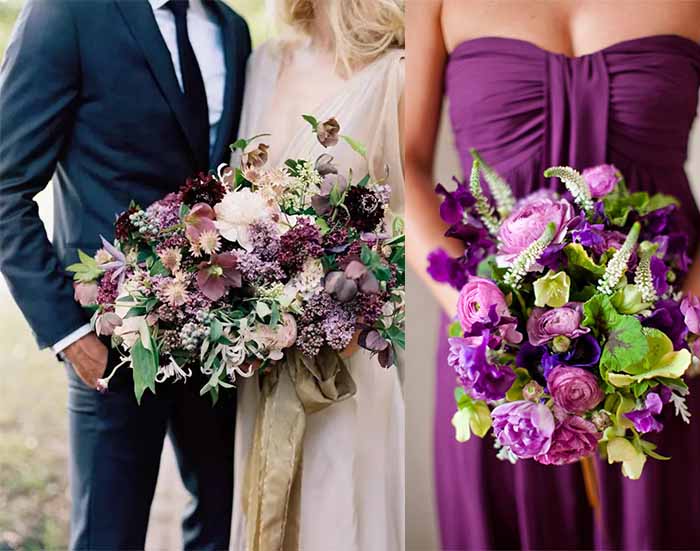 purple flowers wedding bouquet