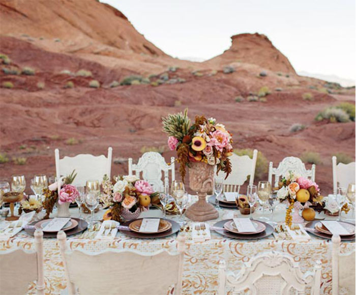 rose color themed wedding party