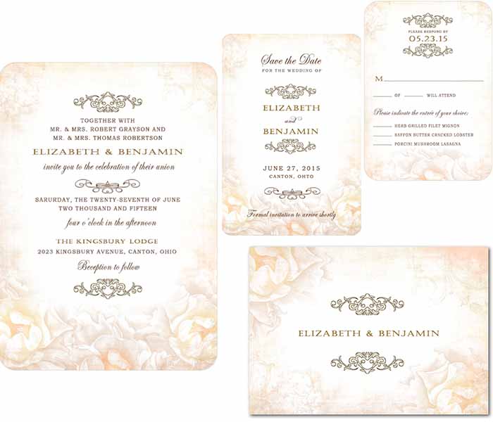 rose garden wedding invitations stationery