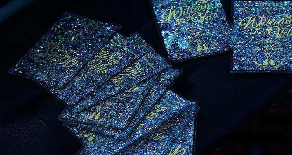 starry night themed acrylic wedding invitation