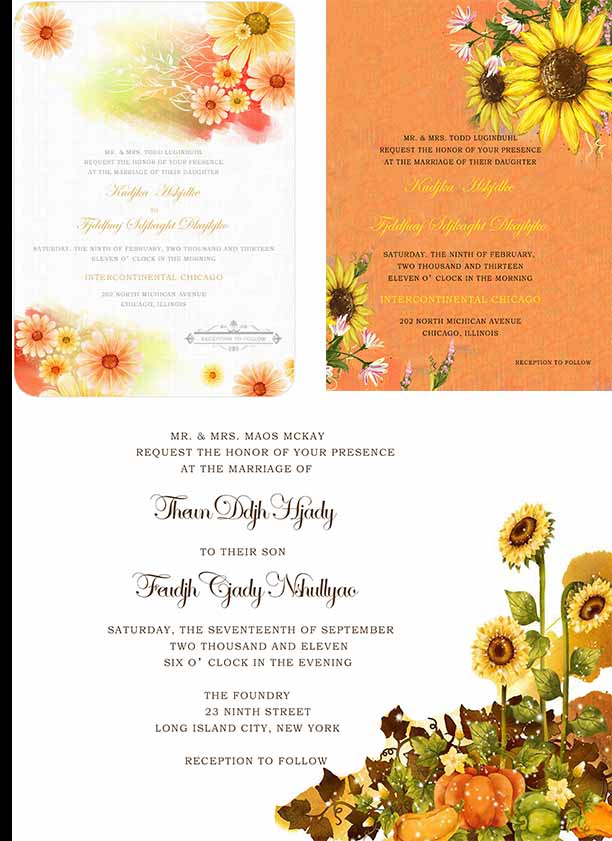 sunflowers wedding invitations