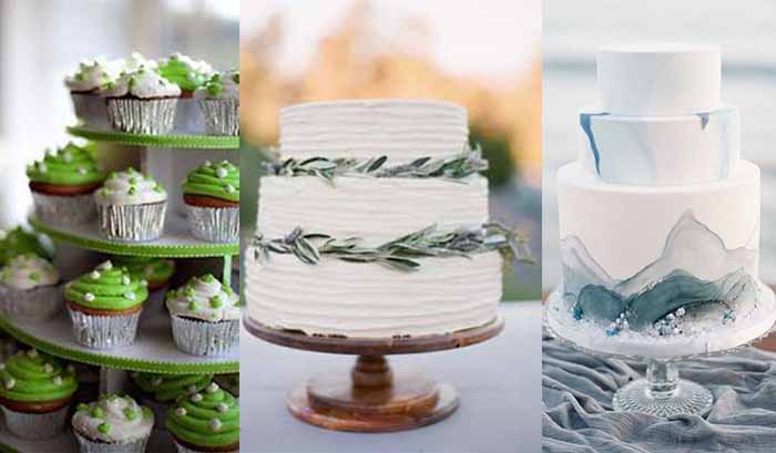 wedding cakes for grey and green wedding party
