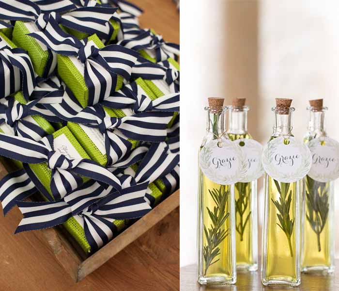 wedding favor of grey and green wedding