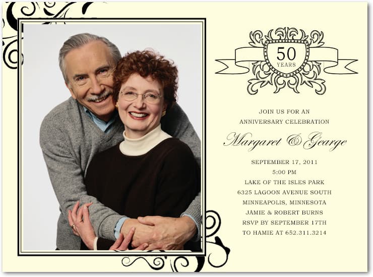 Golden Wedding Photo Anniversary Celebration Invitations HPA189