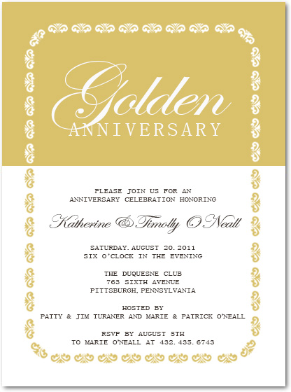 Golden And White Classic Anniversary Celebrate Invitation HPA197
