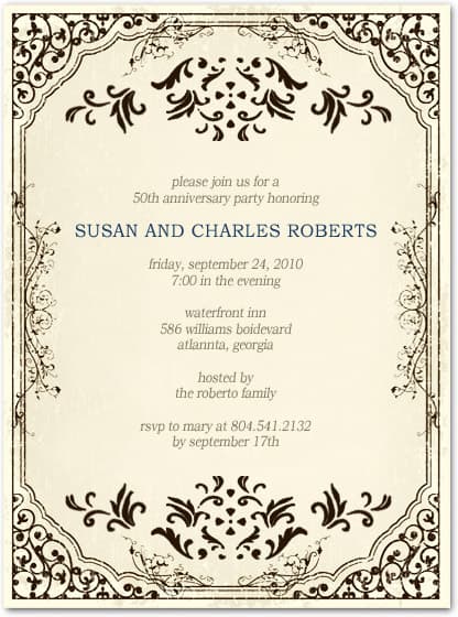Vintage Unique Design Anniversary Invitations HPA201