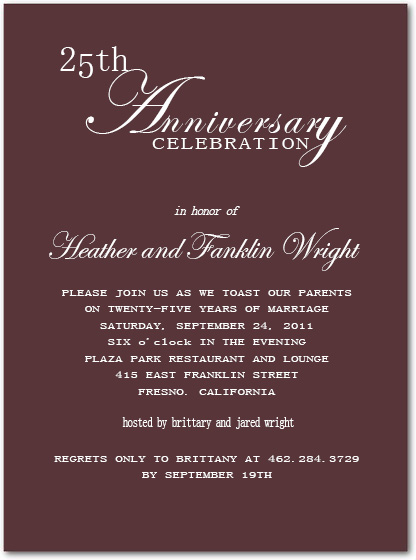 Elegant Script Invitations For Anniversary Party HPA204