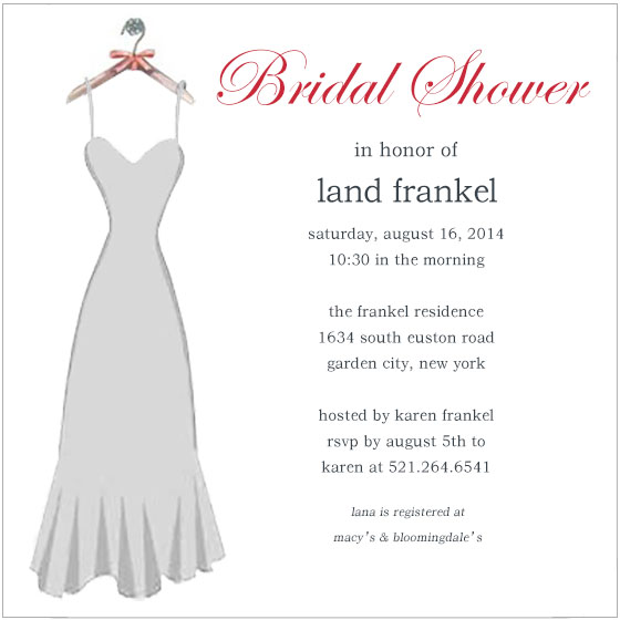 Gray Wedding Dress Silhouette Bridal Shower Invitations HPB099