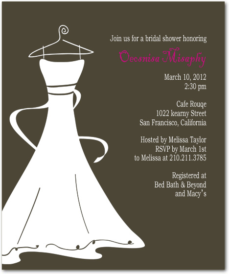 Straps Wedding Dresses Layout Bridal Shower Invitations HPB106