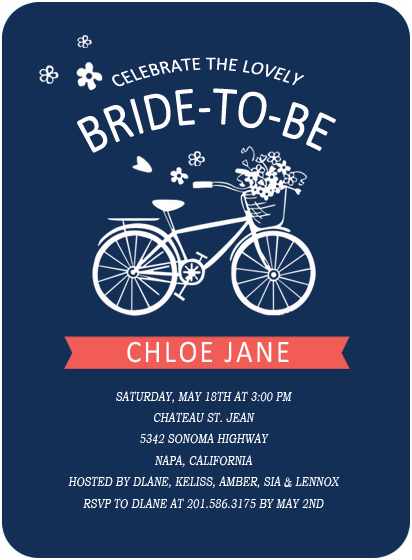 Blue Wedding Bicycle Bridal Invitation Cards HPB130