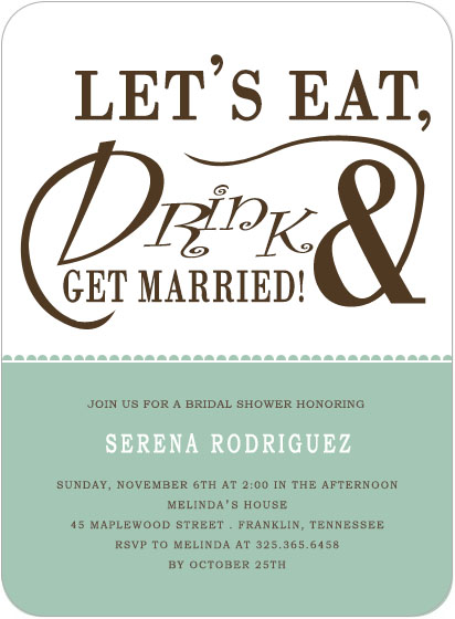 Eat And Drink Bridal Shower Invitation Cards HPB137