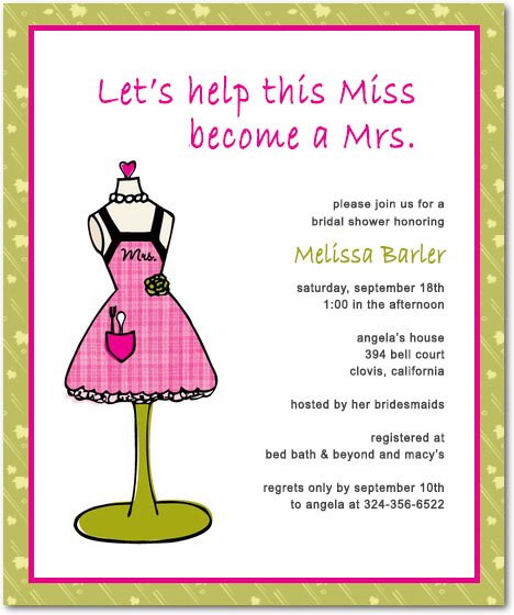 Fun Apron Bridal Shower Invitation Card HPB139