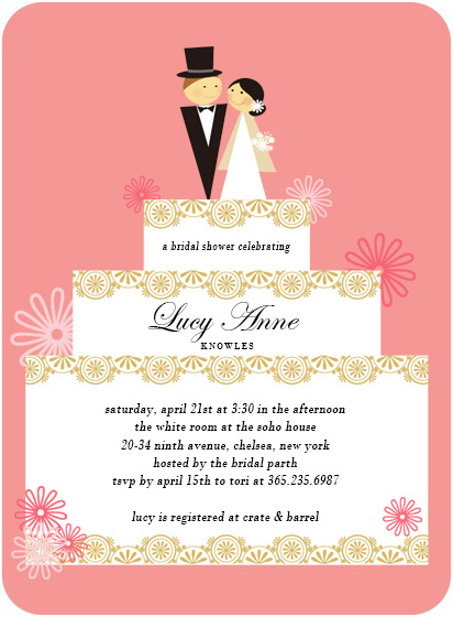 Wedding Cake Bridal Shower Invitation Cards HPB148