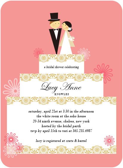 Wedding Cake Bridal Shower Invitation Cards HPB148 Wedding Cake Bridal Shower Invitation Cards HPB148