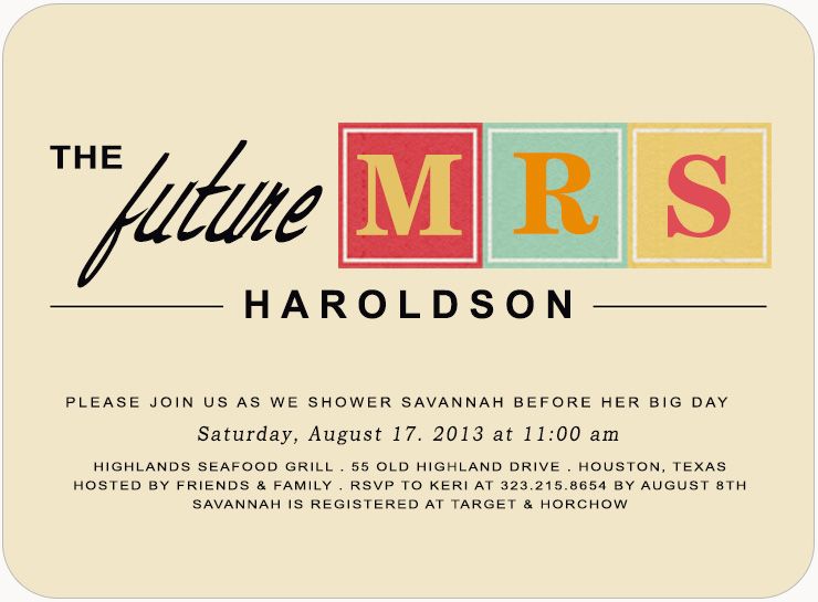 Simple Title Bridal Shower Invitation Card HPB150