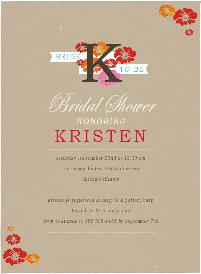 Vigorous Bloom Bridal Shower Invitation Card HPB156