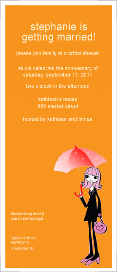 Cute Girl With Cute Umbrella Bridal To Be Card HPB166