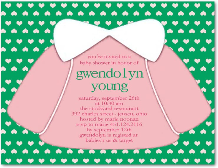 Dotted Clothes Girl Baby Shower Invitations HPBS226