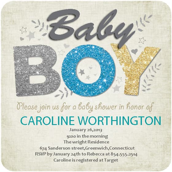 Leaf Boy Star Baby Shower Invitations HPBS231