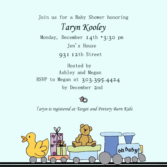 Train Toy Boy Baby Shower Invitation Card HPBS243