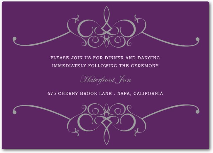 Purple Flower And Leaves Reception Cards HPC018