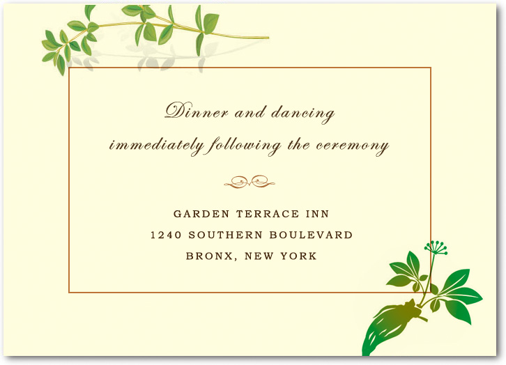 Green Plants Beautiful Peace Reception Cards HPC020