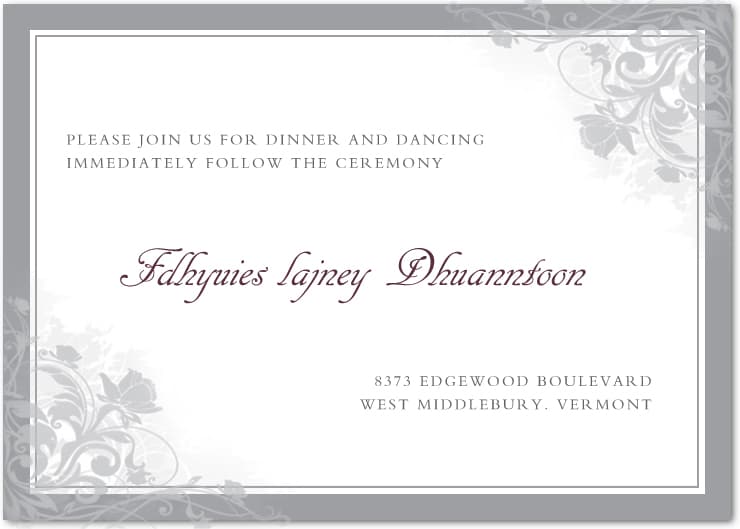 Chic Smoke Flower Reception Card HPC027