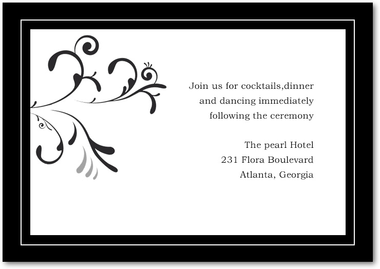 Flourish And Neutral Scroll Wedding Reception Cards HPC042