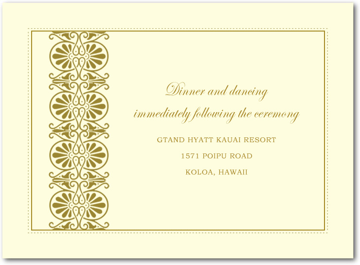 Chic Abstract Swirl Gold Reception Cards HPC076