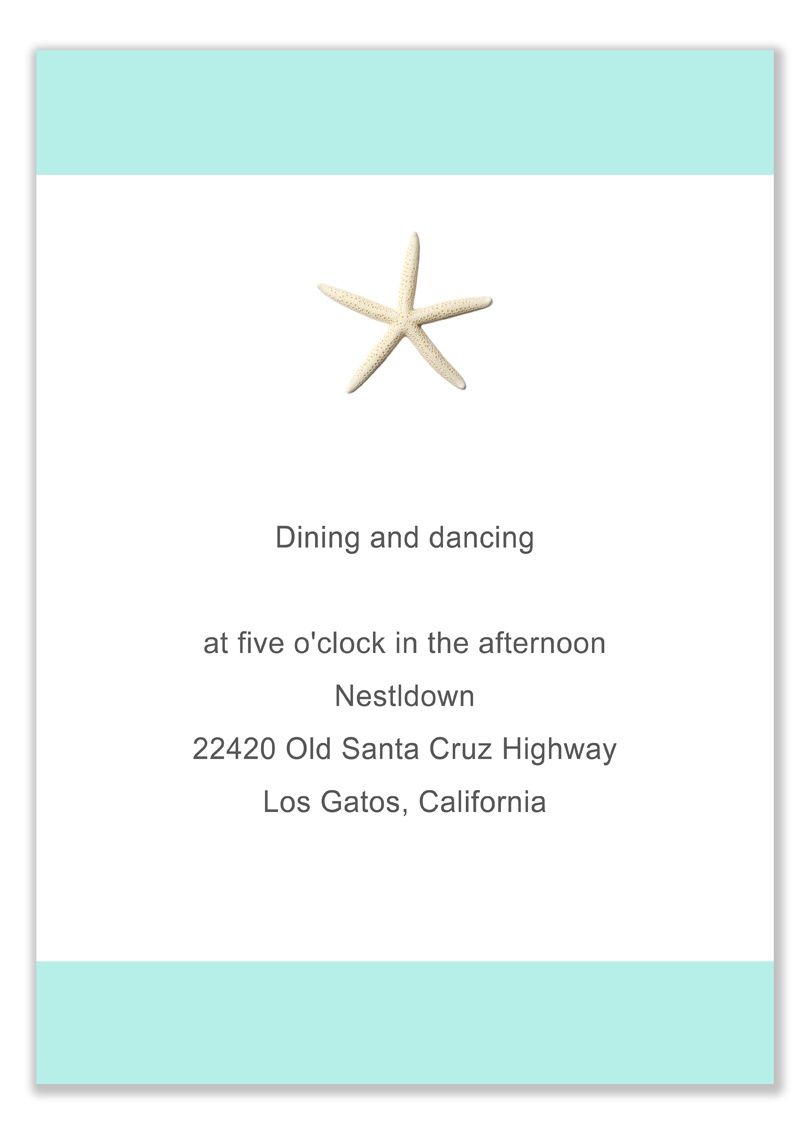 Starfish Beach Teal Reception Cards HPC275