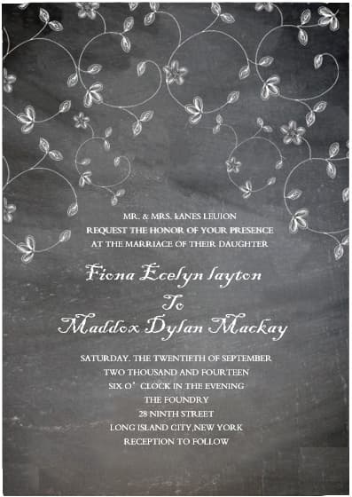 Black Unknown Flower Vine Wedding Invitations HPI023