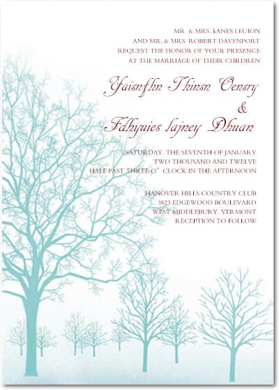 Autumn Peppermint Trees Wedding Invitation Cards HPI032