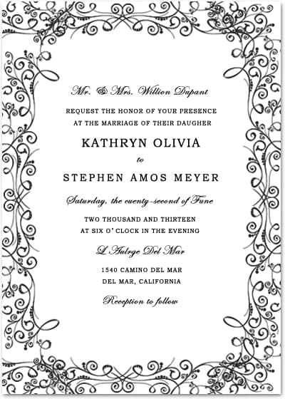 Classic Black And White Frame Wedding Cards HPI053