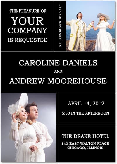 Gorgeous Black Text Act Photo Wedding Invitations HPI056