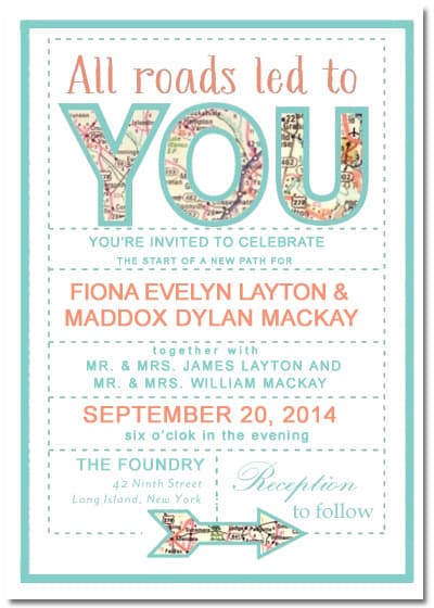 Treasure Map Wedding Invitation Card HPI070