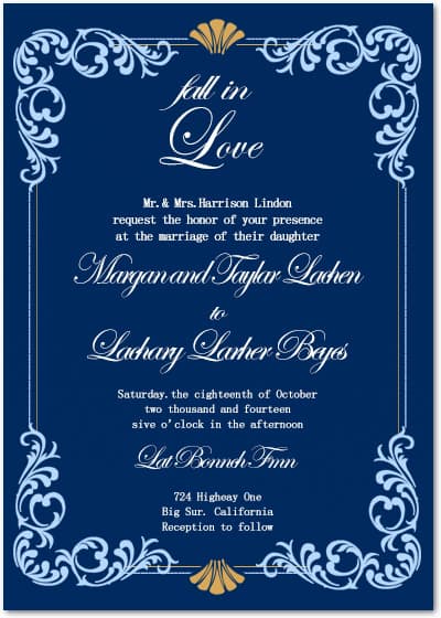 Design Navy Art Deco Wedding Invitations HPI071
