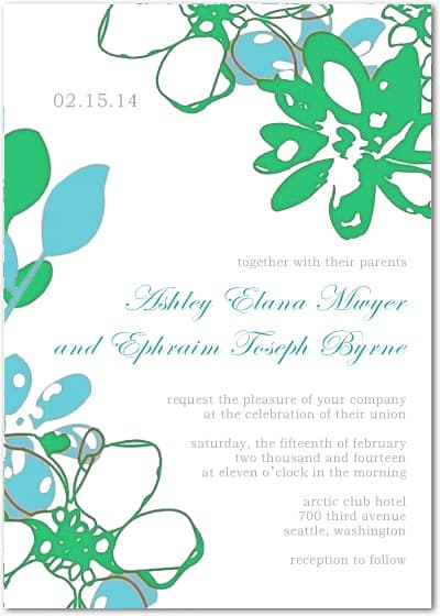 Flower Shape Color Palette Wedding Invites HPI074