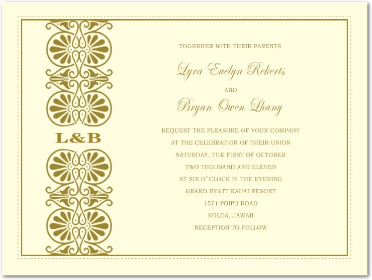 Chic Abstract Swirl Gold Wedding Invites HPI076