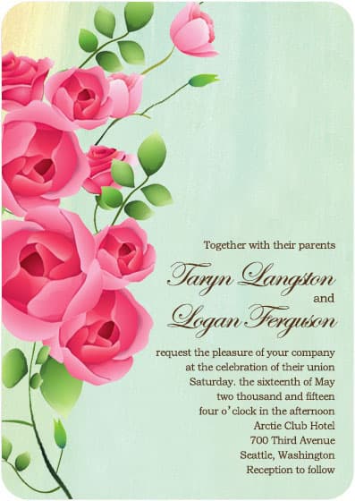 Colorful Sweet Rose Blooms Wedding Invitations HPI082