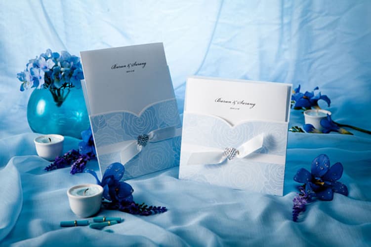 Blue Beach Themed Wedding Pocket Invitation Card HPI260