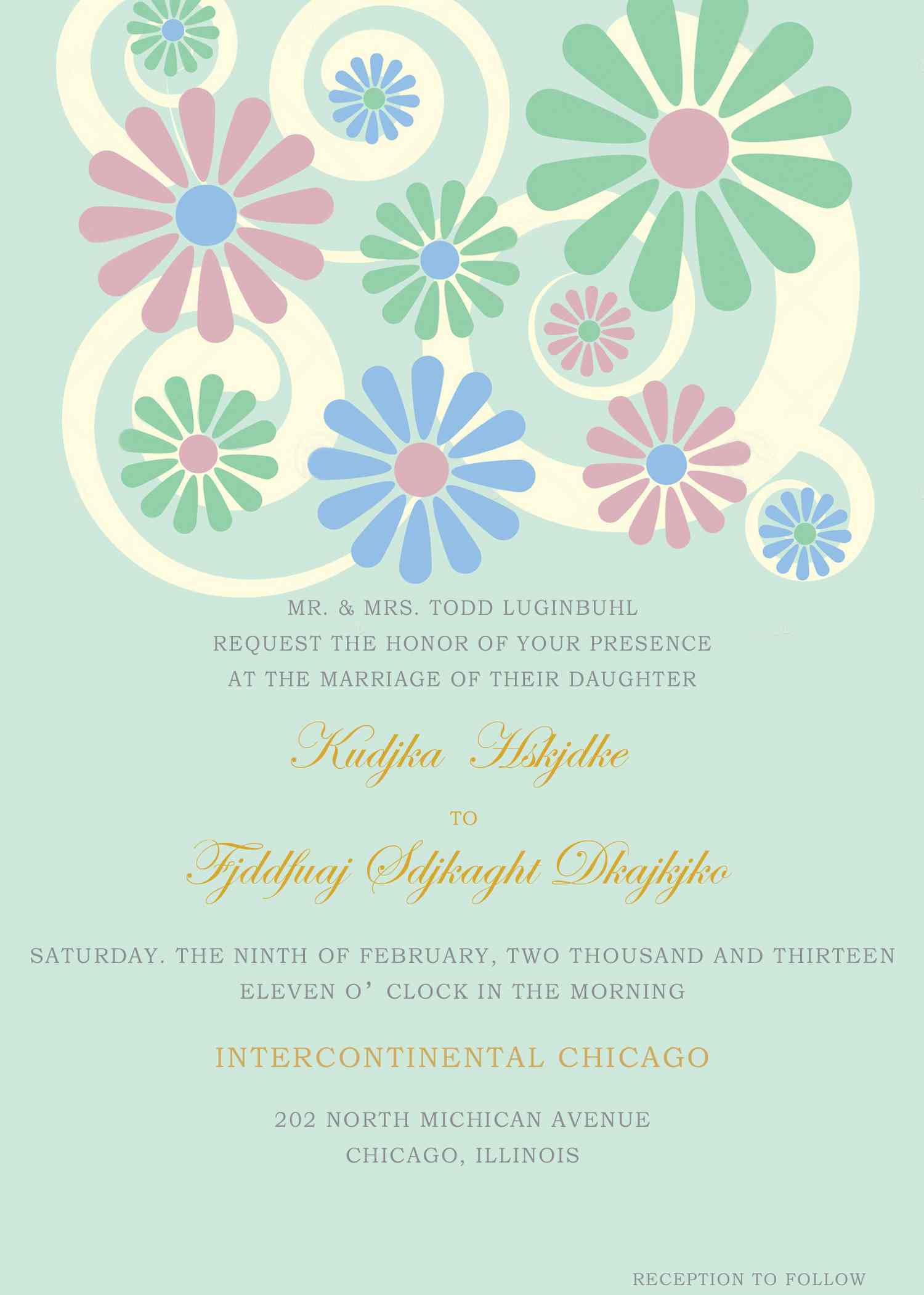 Cute Windmills Mint Green Wedding Invitations HPI280