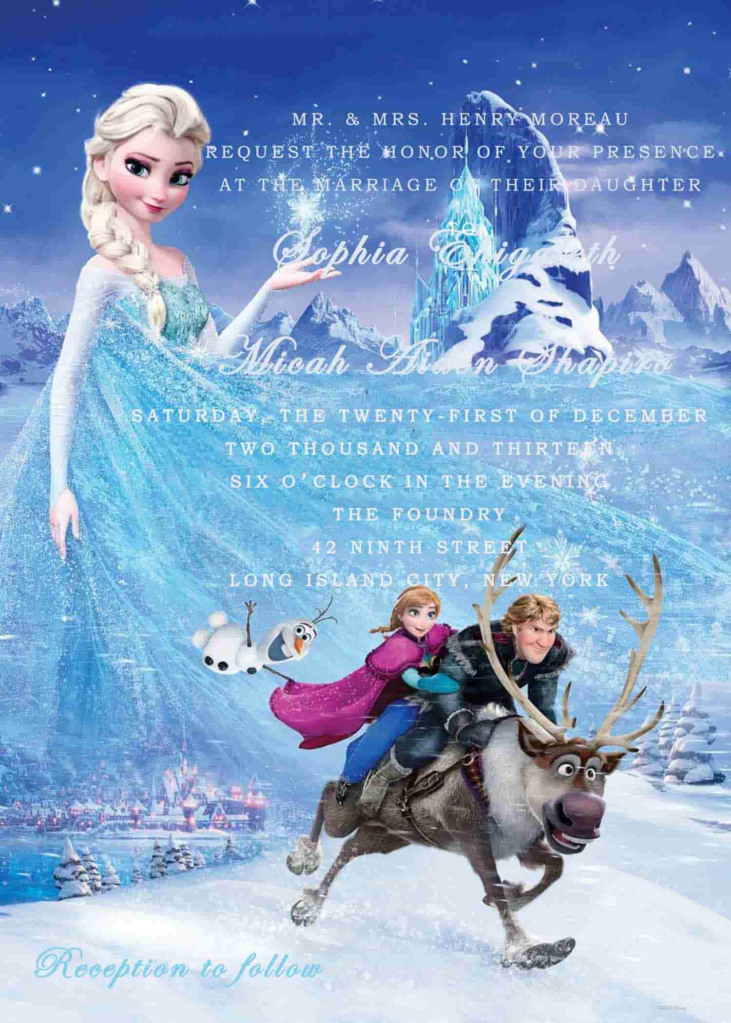 Beautiful Blue Frozen Themed Wedding Invitations HPI284